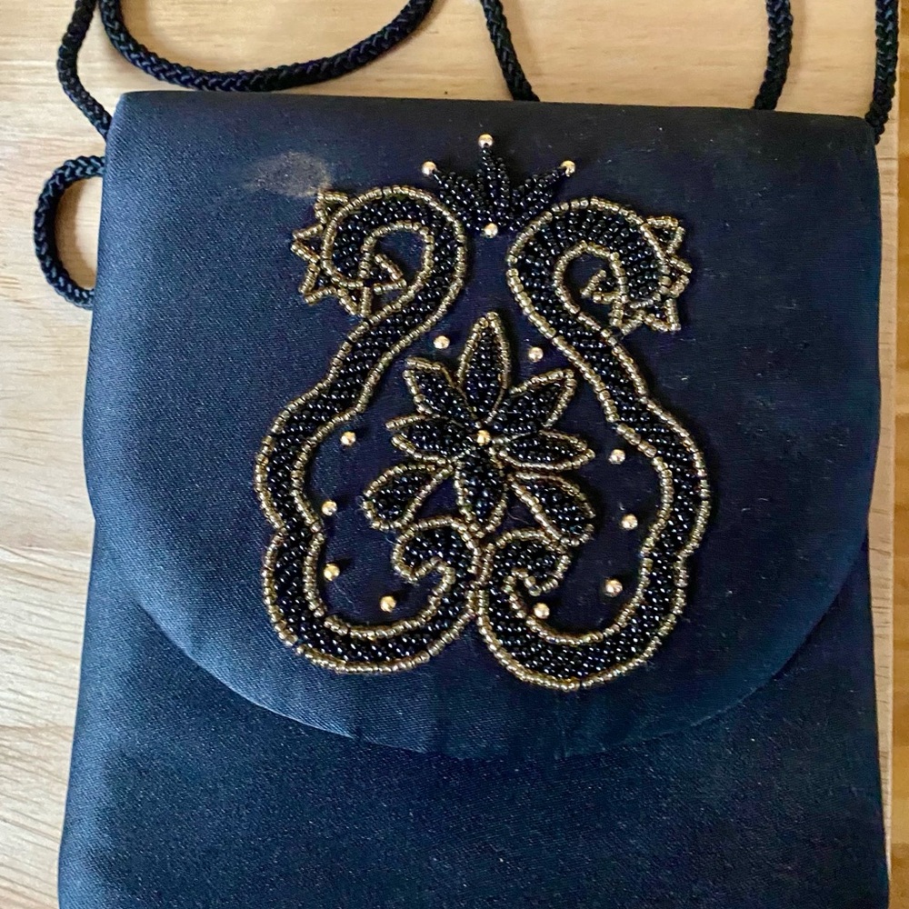 Elegant Black Beaded Evening Bag